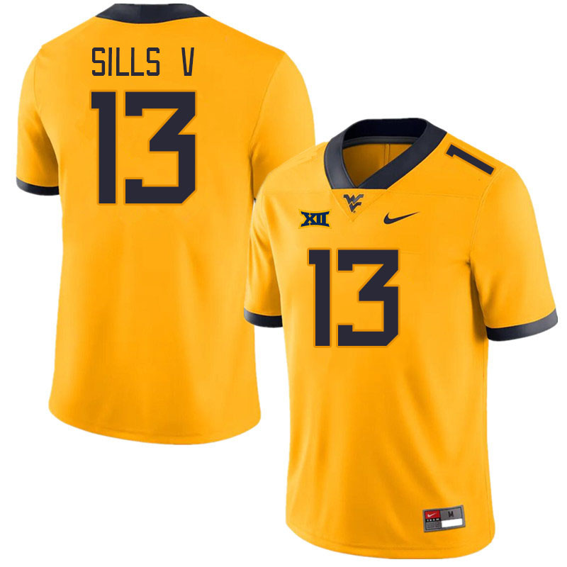 West Virginia Mountaineers #13 David Sills V College Football Jerseys Stitched Sale-Gold